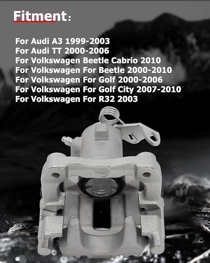 cciyu Rear Right Brake Caliper Assembly w/Bracket 19B2570 For Audi For TT 2000,For Volkswagen For Type-1 1998-2000,For Volkswagen For Golf 1999,For Volkswagen For Jetta 2000