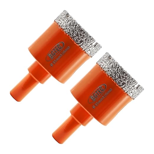 Dry Diamond Drill Bit - BGTEC 2pcs 1-3/8" 35mm Hole Saw for Granite,Marble,Masonry, Concrete, Tile/Ceramic, Glass, Hard Plastic,Vacuum Brazed Diamond Core Drill Bit Kit