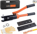 HZLZRZ Hydraulic Crimping Tool 12 Tons, Range 8AWG-4/0AWG(250MCM), Hydraulic Cable Lug Crimper with Standard US 9 Pairs of Dies for Wire Battery Cable Terminal Crimping Tool