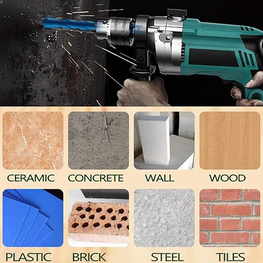 10PCS Blue Masonry Drill Bits, Concrete Drill Bit Ceramic Tile Drill Bit Set Tungsten Carbide Tipped Ceramic Tile Drill Bits for Concrete Brick Glass Plastic and Wood（3/16”-1/2”）