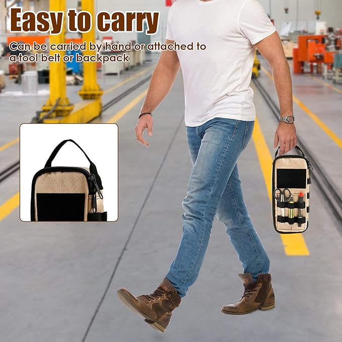 Small Tool Bag with Zipper Handle Heavy Duty Tool Pouch Portable Utility Organizer Case For Multiple Purpose-Tool Organizers and Storage, Small Metal Tools Bags