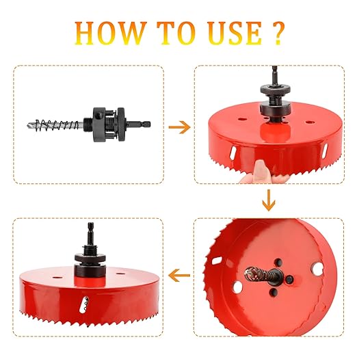 Heavy Duty Hole Saw Bit With Hex Shank, HSS Arbor Bi-Metal Cutter for Wood Corn Hole Boards, Plastic, Drywall (125)