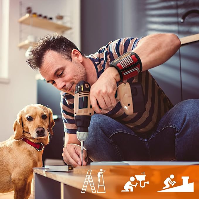 Stocking Stuffers for Men Women Gifts Magnetic Wristband: 2 Pack Men Gifts Tool Belt Magnet Wrist for Holding Screws Nails Christmas Gadget for Dad Adults Him Husband Who Have Everything Wants Nothing