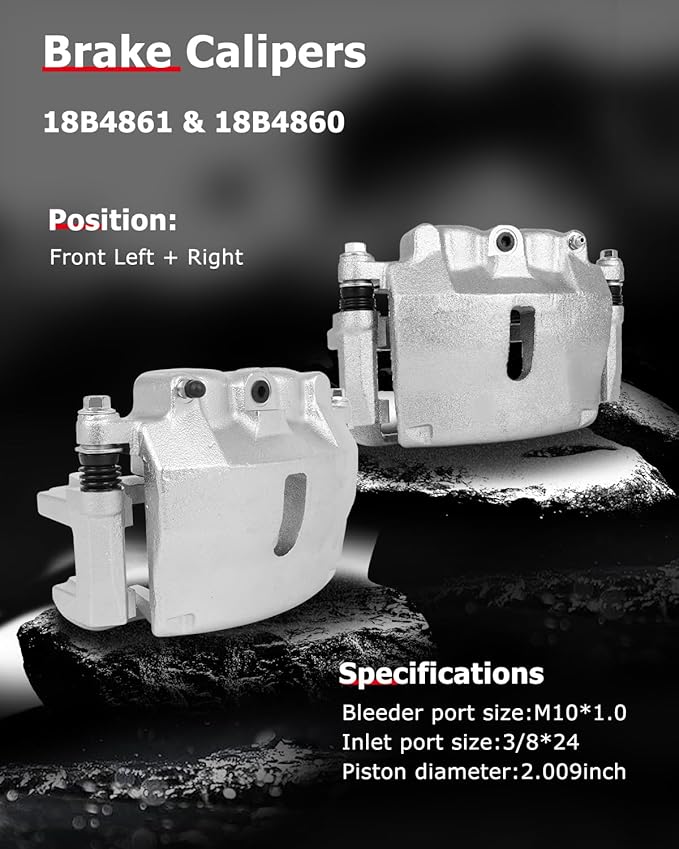 cciyu Front Left & Right Brake Calipers Assembly w/Bracket 18B4861 18B4860 2004 2005 For Ford For F-150,2005 For Ford For Lobo