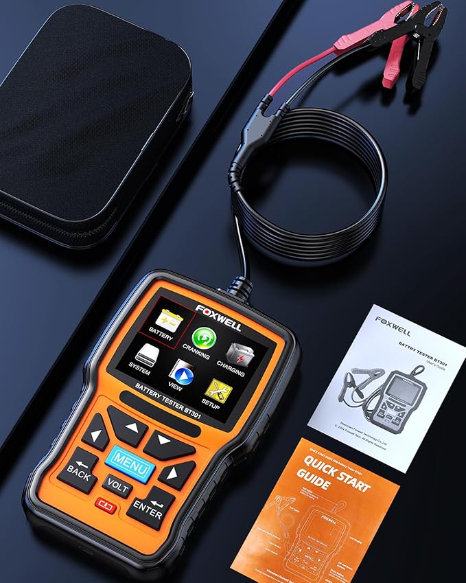 FOXWELL BT301 12V Car Battery Tester, Automotive Battery Analyzer Load Tester, Professional 100-2000CCA Digital Cranking Charging Alternator Checker for Marine Truck Boat SUVs, BT100 Upgrade Version