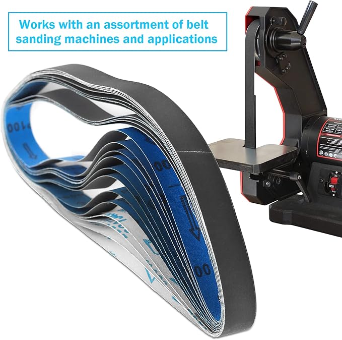 2 x 42 Inch Silicon Carbide Sanding Belts, 2x42 Knife Sharpening Belt Sander Belts 600 800 and 1000 Assorted Fine Grits,12-Pack