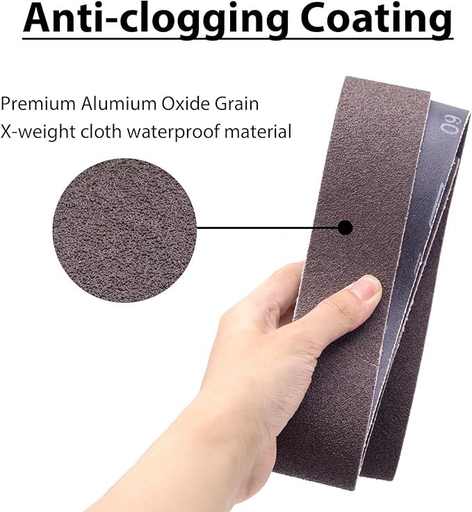 2 x 72 Sanding Belts, 60 Grit 2x72 Aluminum Oxide Metal Grinding Belts, 2x72 Inch Sanding Belt for Metal Polishing, Knife Sharpening, 6 Pack(2x72in,60 Grit)
