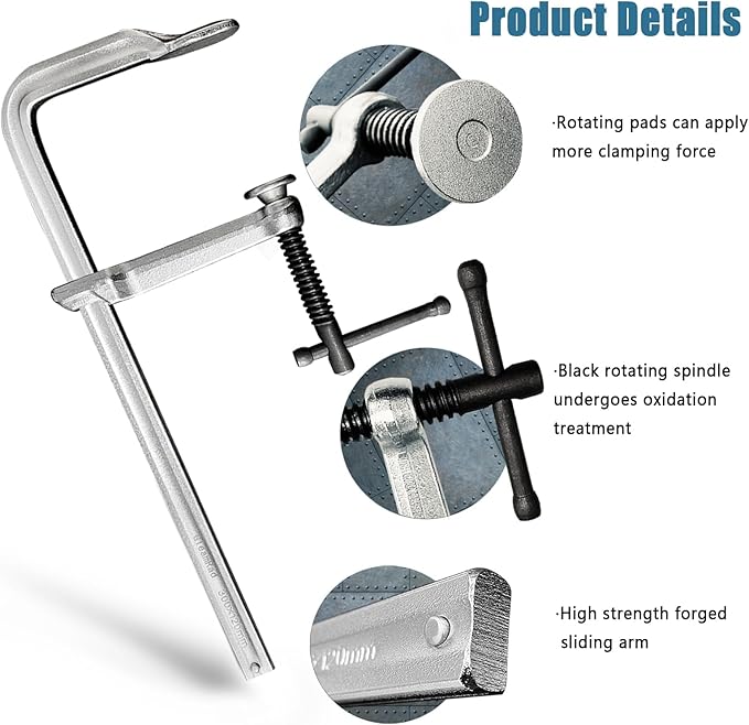 2-Pack 12-Inch Heavy-Duty F-Clamps for Welding, Woodworking & Metalworking – 1320 lbs Load Capacity, 4-3/4 Inch Throat Depth, All-Steel Construction