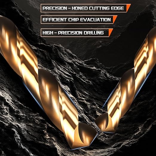 Drill Bit, 2.5mm Cutting Diameter, 4341 HSS Gold and Black 118° Cutting Angle Number Jobber Bits - (Applications: for Drilling Soft Metal Plastic Wood), 10-Pieces