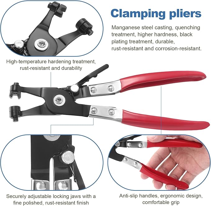 OCR 100 Pack 6-22mm 10Size Fuel line Spring Clamp Silicone Vacuum Hose Pipe Clamp Steel Wire Tube Pipe Clip With a Hose Clamp Pliers