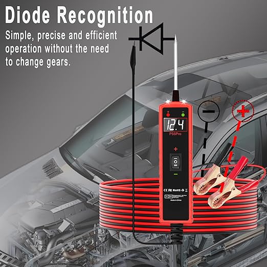 Power Circuit Probe Tester 6V-30V DC Test Light Car Fuse Tester Tool Short Circuit Located Auto Electrical Tester Kit Component Polarity Identify with Overload Protection,P55 Pro Test Probe.