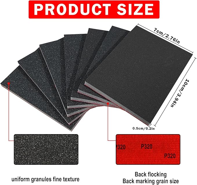 20PCS 3 x 4 Inch 600 Grit Sanding Sponge, Ultra Fine Sanding Sponges Pads, Soft Foam Hand Sanding Block Dry Wet Sandpaper Blocks for Model Drywall Metal Wood Furniture Polishing