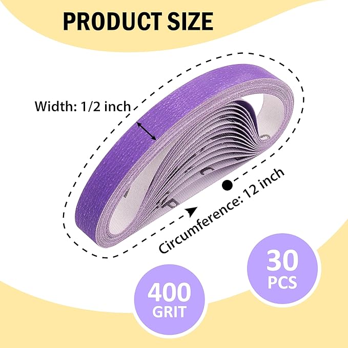 1/2 x 12 Inch Replacement Belts for Work Sharp, 30 Pcs 400 Medium Grit Knife Sharpener Sanding Belts Kit for Official Work Sharp (WSKTS & WSKTS-KT/Mk.1 & Mk.2) Knife & Tool Sharpener