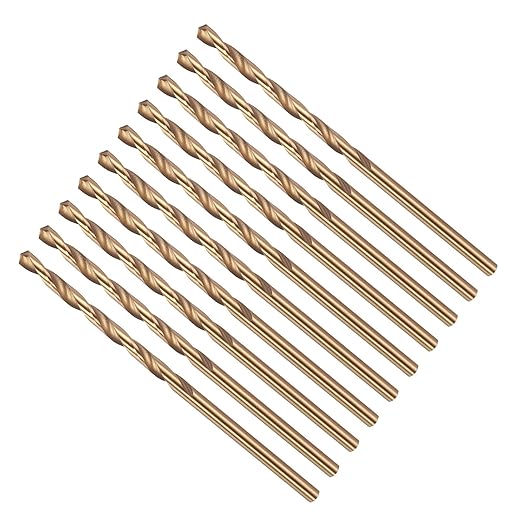Drill Bit, #40 Cutting Diameter, 4341 HSS Gold Finish 118° Cutting Angle Number Jobber Bits - (Applications: for Drilling Soft Metal Plastic Wood), 10-Pieces