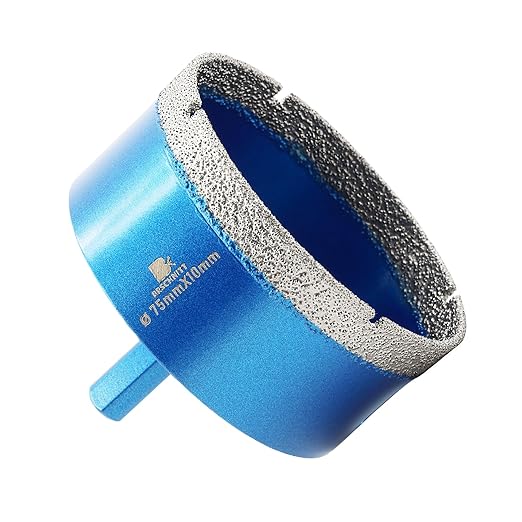 Dry Diamond Core Drill Bit,BRSCHNITT 3 Inch 75mm Diamond Hole Saw Core Drill Bit with Triangle Shank for Porcelain Tile Ceramic Stone Granite Marble