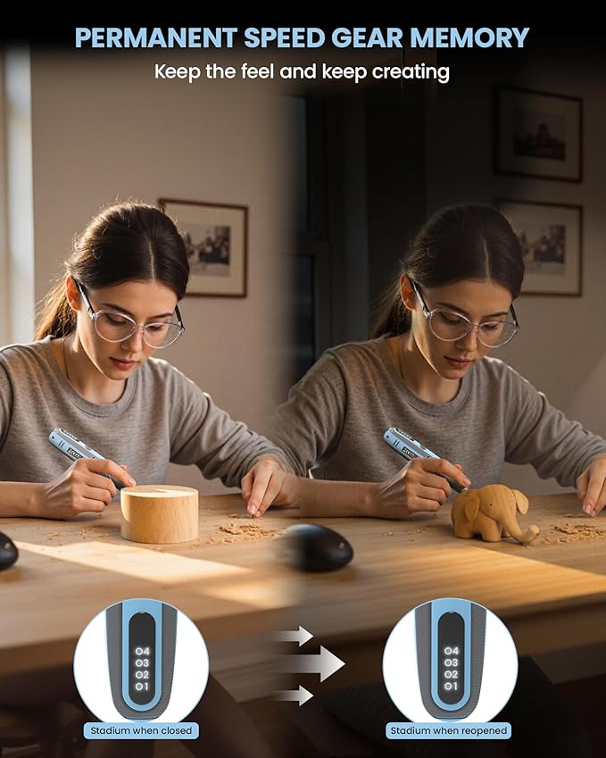 Mini Cordless Rotary Tool, 4V Rotary Tools with Speed Memory, Rotary Tool Kit with 18 Accessories Including Upgraded Sanding Belt, Small Rotary Tool with Rubber Handle for Long-term Creation