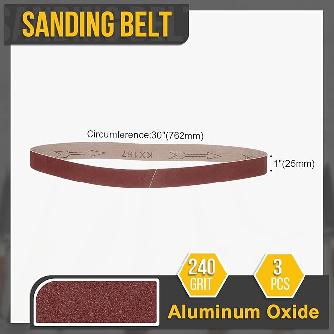 1 x 30 Inch Sanding Belt, 5 Pcs 240 Grit Knife Sharpener Belts Work Sharpening for Belt Sander Knife Carving Tool Metal Working