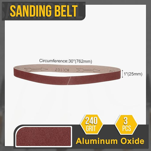1 x 30 Inch Sanding Belt, 5 Pcs 240 Grit Knife Sharpener Belts Work Sharpening for Belt Sander Knife Carving Tool Metal Working