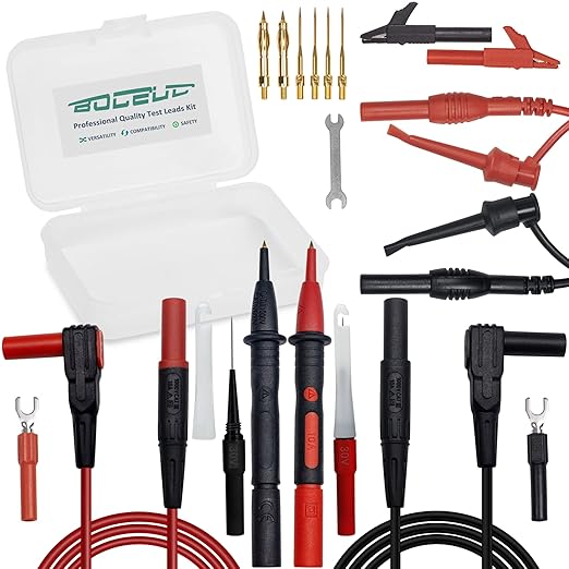 Multimeter Silicone Leads Electrician Test Leads Kit CAT III 1000V&CAT IV 600V with Alligator Clips Test Hooks and Needle Back Probe Pins for Fluke, AstroAI, INNOVA