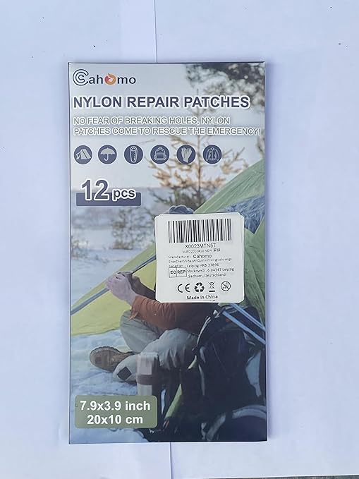 7.9x3.9 inch 12 PCS Nylon Repair Patch Nylon Repair Tape Self Adhesive Fabric Tapes Outdoor Camping Gear Fabric kit for Tent, Umbrella, Down Jackets, Sleeping Bag, Knapsack（Army Green）