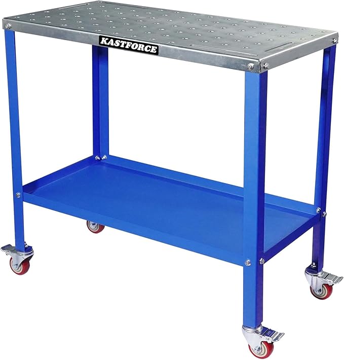 KF3002 Rust-Free 36”×18” Welding Table 1200 lbs Loading Capacity, Wedling Cart Universal Work Table with 5/8" Holes, Top Thickness up to 10Ga, Withstands Heat up to 1600 Fahrenheit