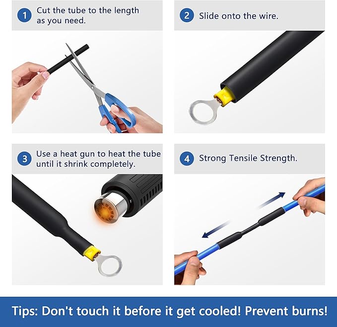 Heat Shrink Tubing 3/8 Inch, 3:1 Ratio Wires heat shrink tube, Dual Wall Adhesive-Lined Waterproof Shrink Wrap Tubing, 33FT White Industrial and Marine Grade Heat Shrink Wrap