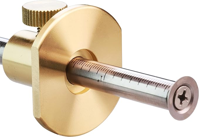 Wheel Marking Gauge Kit with 2 Extra Cutter Wheels and Screws, Small Anti Roll Brass Head, Metric Micro Adjuster Ruler, Woodworking Tools Scriber for Woodworking