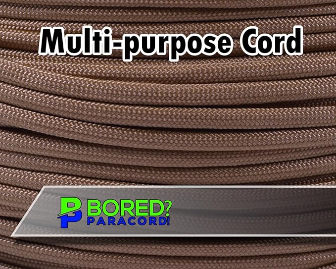 BORED? PARACORD! 550 lb Paracord - Ideal for Crafting, Camping, DIY Projects, Active & Military Outdoors - Strong Survival Rope - Tactical Parachute Cord Type III - Gold 1000 Feet
