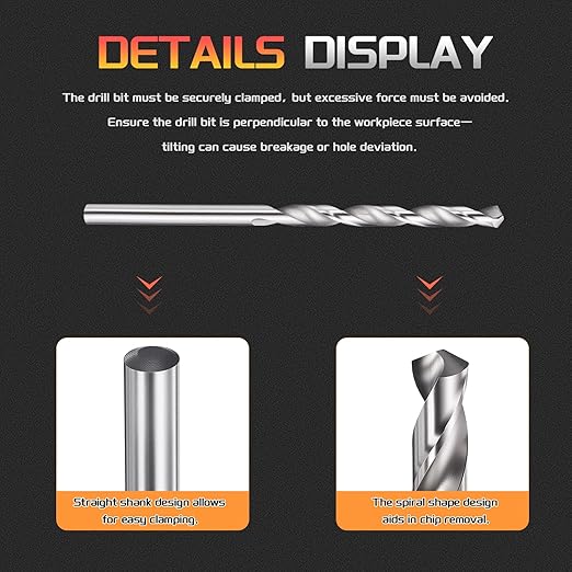Drill Bit, 3.2mm Cutting Diameter, 4241 HSS 118° Cutting Angle Uncoated Bright Versatile Jobber Bits - (Applications: for Drilling Plastic Wood Soft Metal), 5-Pieces