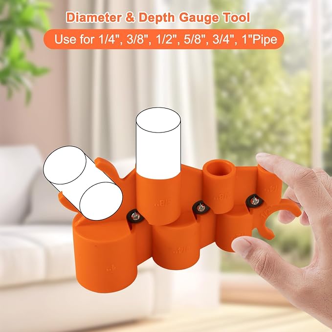 Depth Gauge And Pipe Deburring Tool Kit 1/4'' - 1'' Depth Gauge Tool Inner-Outer Reamer Pipe Tubing Chamfer Tool For Pvc, Ppr, Copper, Brass, Aluminum Pipe