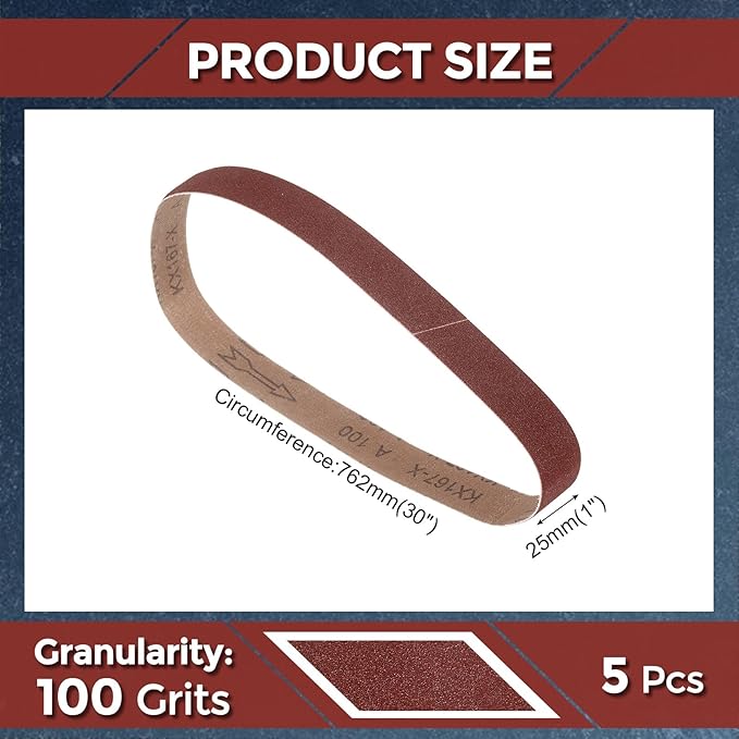 5 Pcs Sanding Belts 1 x 30 Inch 100 Grit Aluminum Oxide Abrasive Sandpaper for Belt Sander Metal Grinding Wood Working Weld Rust Removal