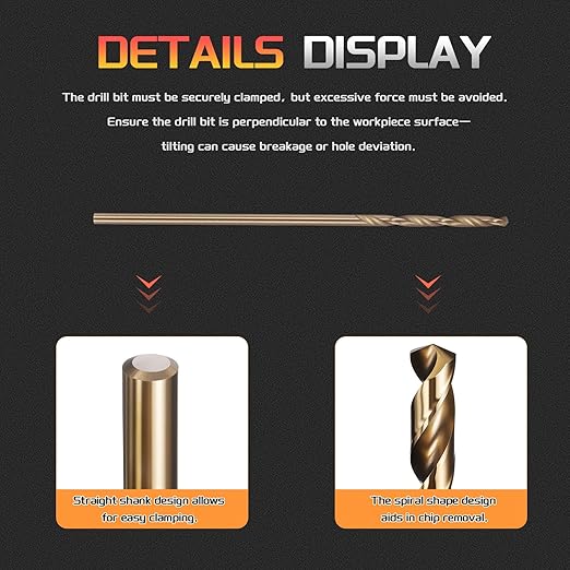 Drill Bit, #59 Cutting Diameter, 4341 HSS Gold Finish 118° Cutting Angle Number Jobber Bits - (Applications: for Drilling Soft Metal Plastic Wood), 10-Pieces