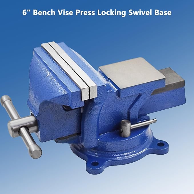 WFLNHB 6" Bench Vise Table Top Clamp Press Locking Swivel Base Heavy-Duty for Crafting Painting Sculpting Modeling Electronics Soldering Woodworking and Fishing Tackle