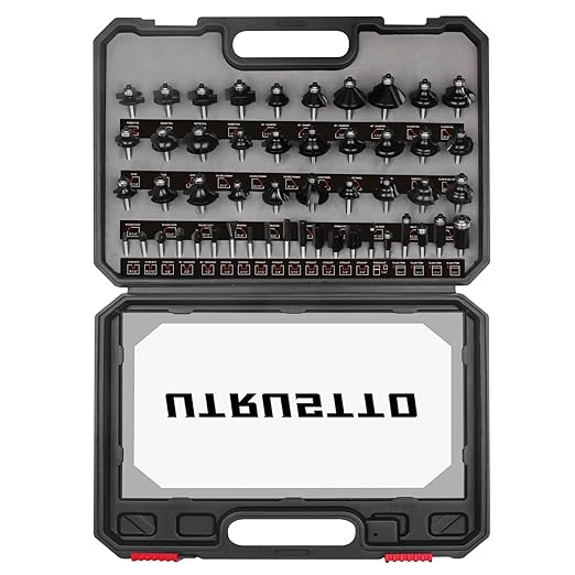 Router Bits 1/4 Inch Shank 50 Pieces, Tungsten Carbide 1/4" Router Bit Set, for Professional and Beginners Carpenter