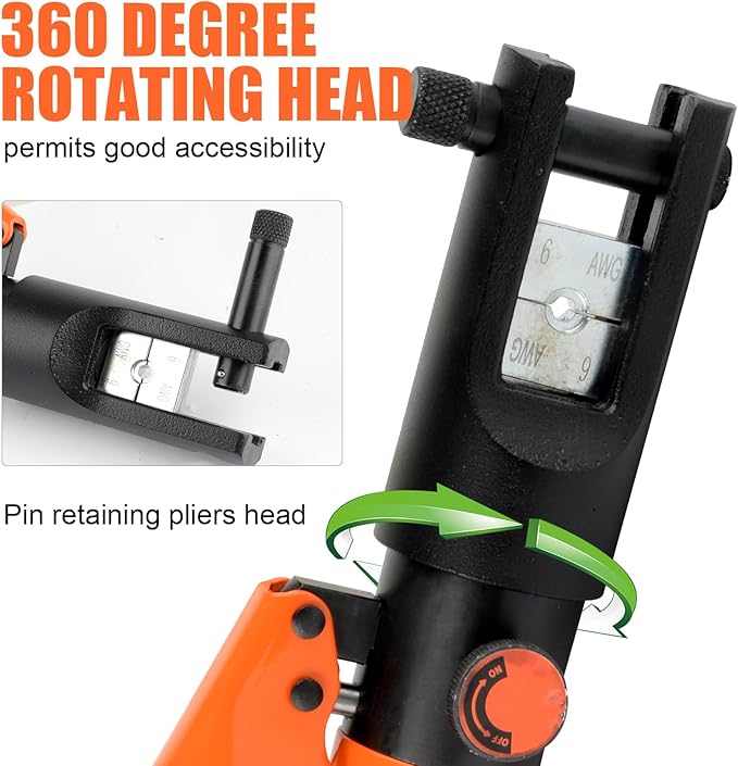 HZLZRZ 12 Tons Hydraulic Crimping Tool, Range 6AWG-4/0AWG(250MCM), Hydraulic Cable Lug Crimper with 8 Pairs of Dies for Hydraulic Wire Battery Cable Electrical Terminal Crimping Tool (YQ/120A)