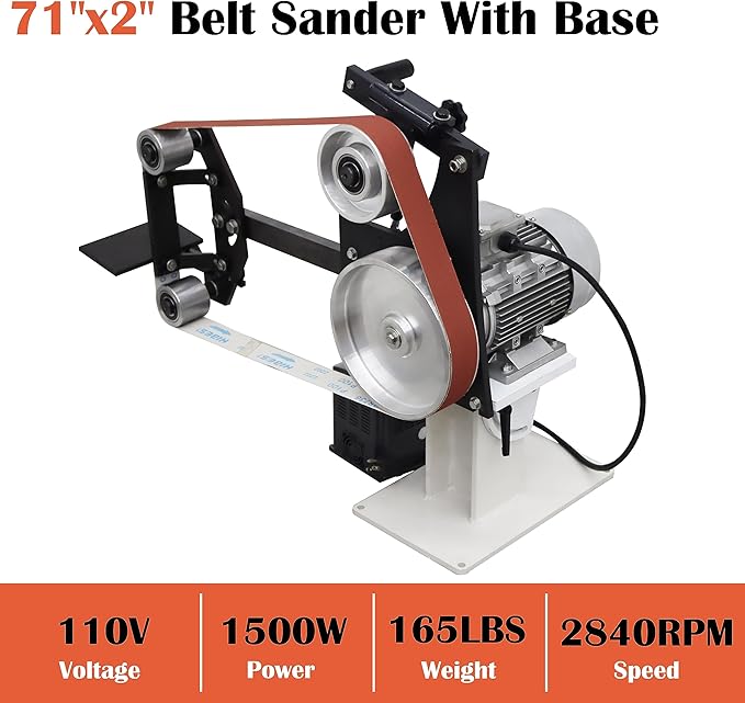 Belt Sander Variable Speed Power Bench Sander 2X71inch Vertical and Horizontal Belt Sander for Metal Working & Knife Making With 3 Grinding Wheels and Base 110V 1500W