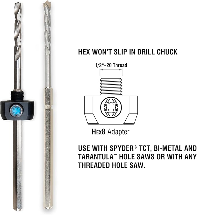 Hex8 3/8-in HSS Quick Change Hole Saw Arbor Assembly