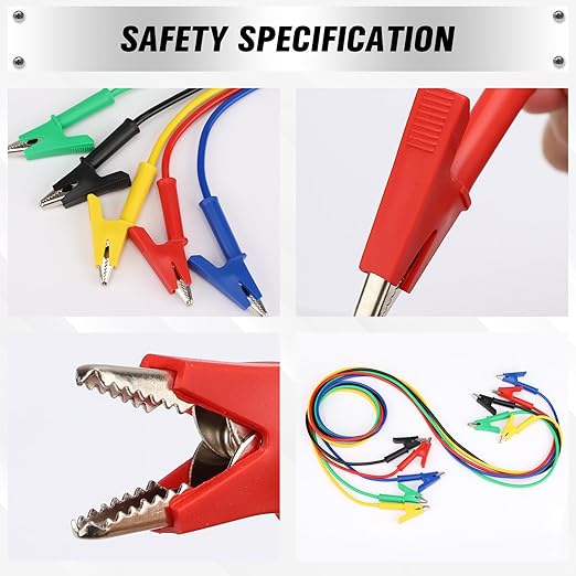 SWANLAKE 5-Piece Dual-Ended Alligator Clip Test Leads, 1000V 15A 3.5ft/1M Electrical Alligator Clips, Flexible Copper Cable Crocodile Clip, Mini Jumper Wires with Gator Clips