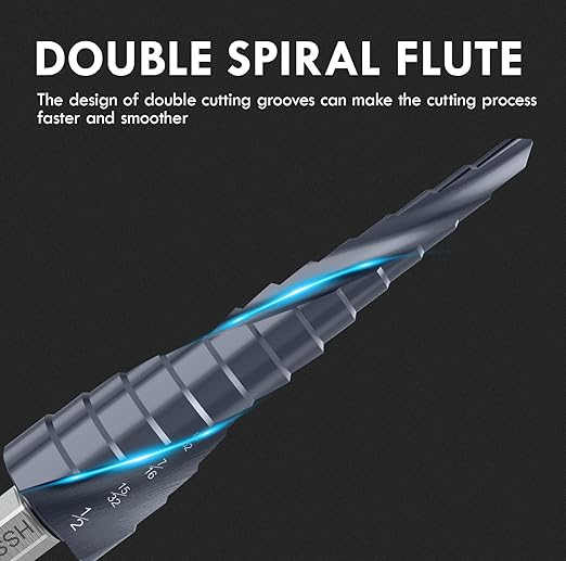 Upgrade M35 Cobalt Step Drill Bit with Ultra TiAIN Coating, 1/8"-7/8" (3PCS) Unibit Step Bit with Double Sprial Flute, 1/4" Hex Shank for Metal, Stainless Steel, Aluminum, Copper, Wood