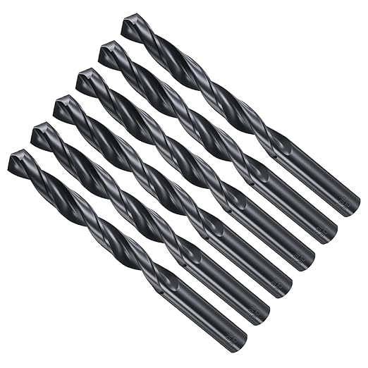 Drill Bit, 12.5mm Cutting Diameter, 4241 HSS Nitriding Black 118° Cutting Angle Versatile Jobber Bits - (Applications: for Drilling Plastic Wood Soft Metal), 6-Pieces