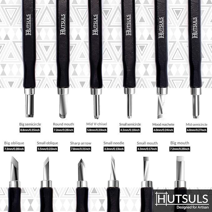 Hutsuls Wood Carving Tools Set - Easy to Use 12 pcs Mini Wood Chisel Beginner Wood Carving Kit for Adults & Kids Carving Kit Gift