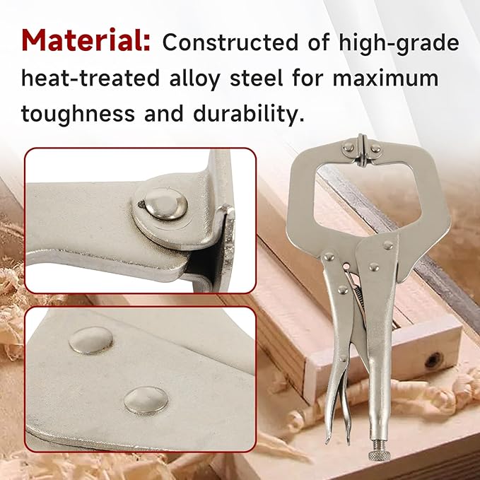 findmall 11 Inch Locking C-Clamp 5Pack Locking Pliers Adjustable Welding Clamps Vise W/Regular Tip and Swivel Pad for Shop Home Farm and Automotive