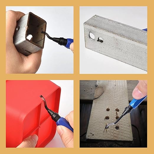 2 Pcs Deburring Tool +10 Pcs BS1010 High Speed Steel Blades for Metal Resin PVC Pipes Copper Plastic 3D Printed Edges, Plumbing 3D Printing Burr Removal Reamer Tool, Silvery& Blue