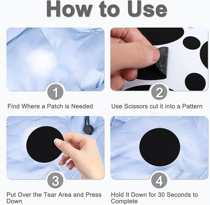 45PCS Nylon Repair Patch Self-Adhesive Pre-Cut Fabric Patch Down Jacket Repair Patches for Puffer Jackets Tenacious Tape Polyester Waterproof Lightweight Tent Repair Patch for Clothes Bag（Black）