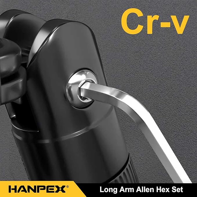 Long Arm Hex Key Set with Ball End, Ball-End Hex Allen Wrench, Chrome Vanadium Steel(Cr-V) Tamperproof TORX L- Key Set (9Pc Metric)