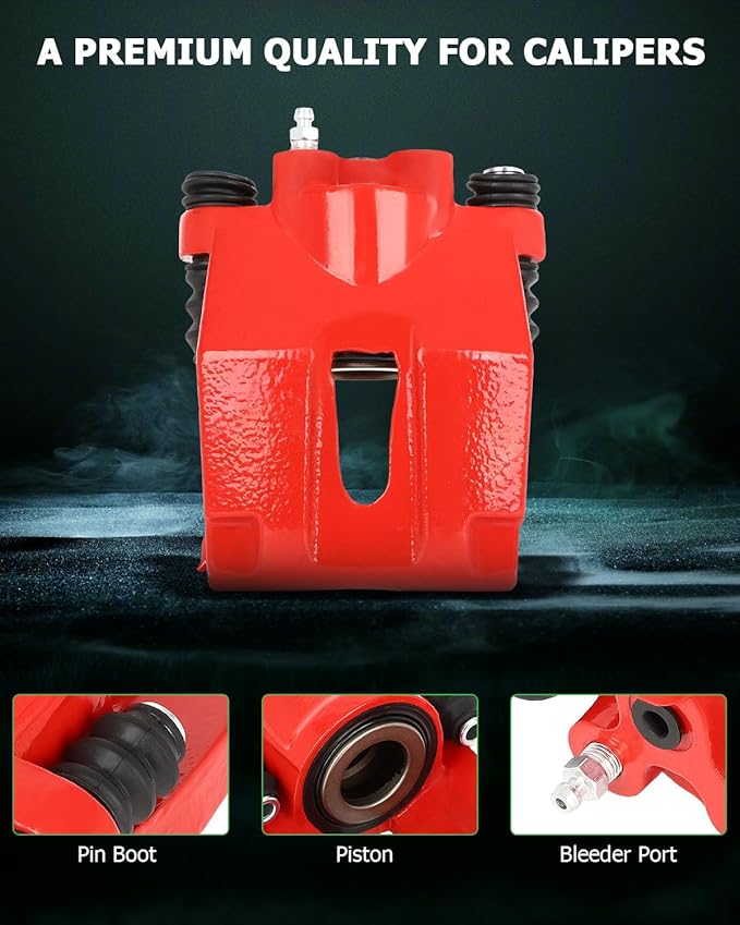 SCITOO Rear Left Brake Caliper Without Bracket 184859 Red Compatible For Ford For F-150 2004-2011 For Ford For Lobo 2005-2009 For Lincoln Mark LT 2006-2008 2010-2011
