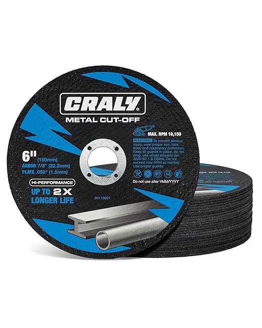 CRALY 6 Inch Cut-Off Wheels for Cutting Metal & Stainless Steel, Professional Grade Ultra Thin Metal Cutting Disc for Angle Grinder & Die Grinder, 7/8 in Arbor, 25-Pack(30115001-25)