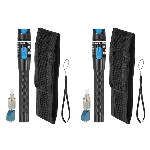 PATIKIL 5mW Visual Fault Locator Fiber Optic, 2Pcs 650nm Fiber Optic Red Light Tester Pen with 2.5mm Universal Connector FC Male to LC Female for SC/FC/ST/LC Network Cable Testing