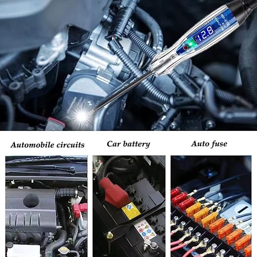 Test Light Automotive, 3-60V DC LED Digital Circuit Tester, Heavy Duty Light Tester with Voltmeter, Auto Voltage Tester Electric Probe Test Pen for Fuse, Battery, Polarity