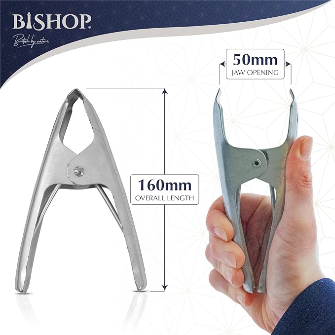 Commercial Grade Metal Spring Clamps For Woodwork - Rust Proof Market Stall Tarp Clips Clamps 50mm Jaw Capacity - Metal Clips All Steel Construction 160mm Length - Triple Coil Spring Clips (Qty: 12)